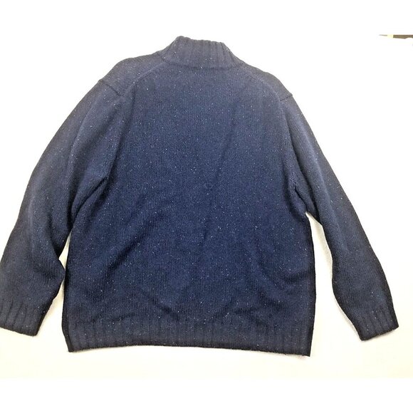 Nautica Wool Blend 1/4 Button Pullover Knit Sweater‎ Navy white Speckle Men's XL - Picture 7 of 11